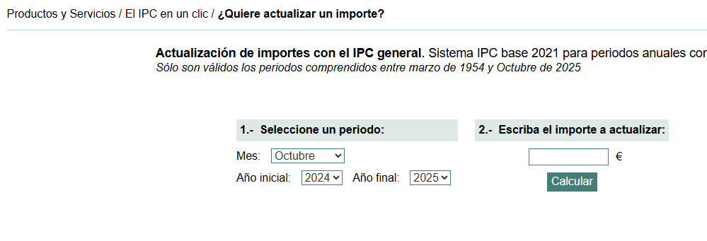 Calculadora de inflación en España